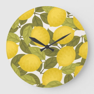 Relógio Grande Lemon Garden: Papel de parede sem fim com vinheta