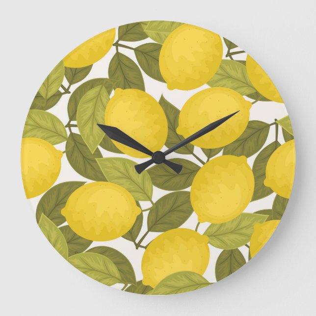 Relógio Grande Lemon Garden: Papel de parede sem fim com vinheta (Frente)