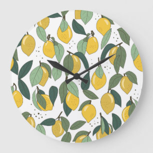 Relógio Grande Lemon Tropical: Vintage Brilhante Sem Serras
