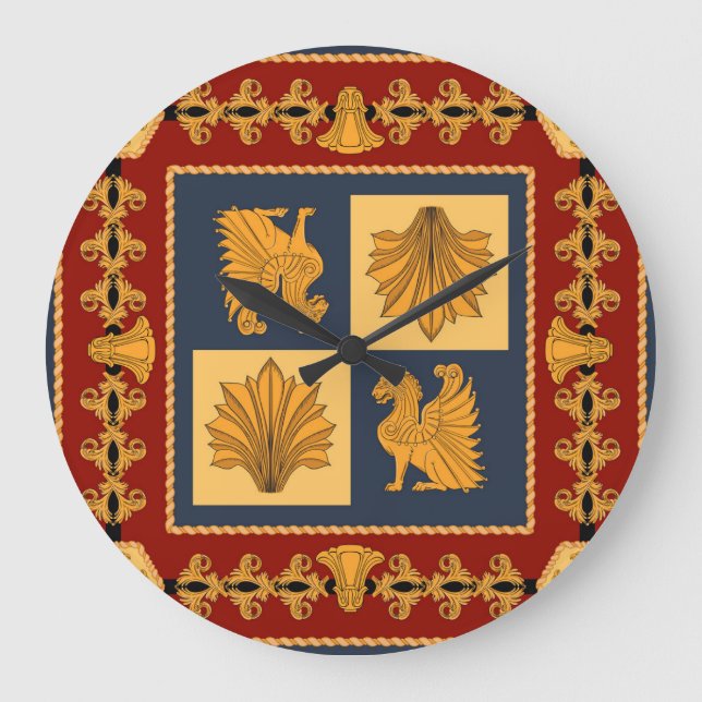 Relógio Grande Leões ouros: Art Nouveau cachecol design (Frente)