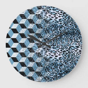 Relógio Grande Leopard Geométrico, Design de Pele Animal.