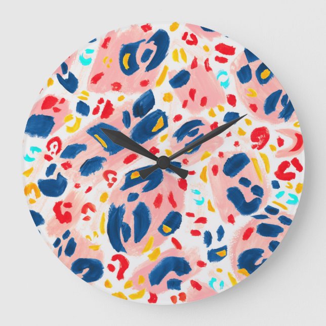 Relógio Grande Leopardo: cor d'água pintada à mão. (Frente)