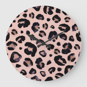 Relógio Grande Leopardo Neve, Textura Desenhada À Mão.