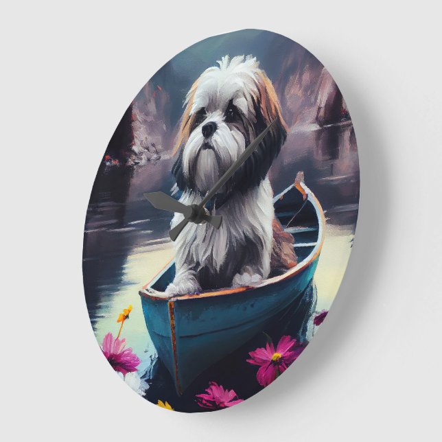 Relógio Grande Lhasa Apso em um Paddle: Uma Aventura Cênica (Ângulo)