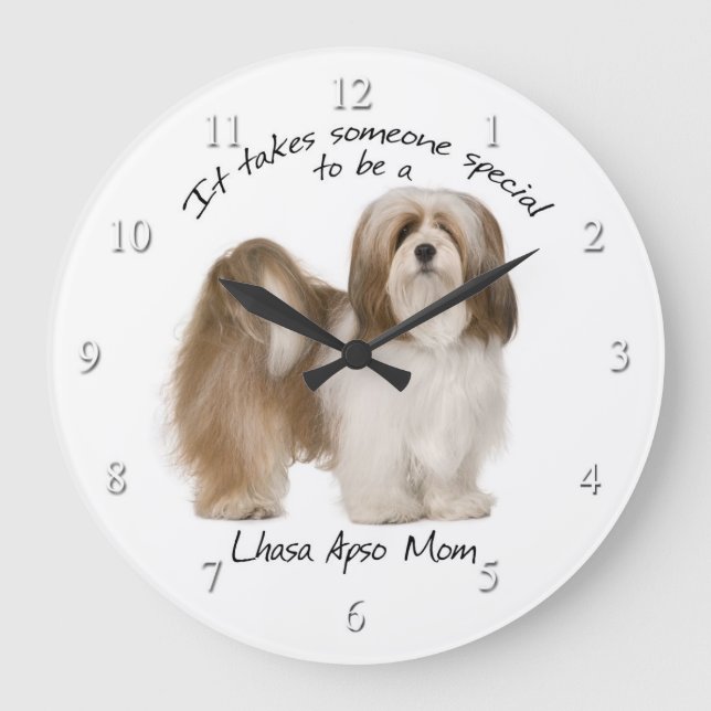 Relógio Grande Lhasa Apso Mãe Clock (Frente)