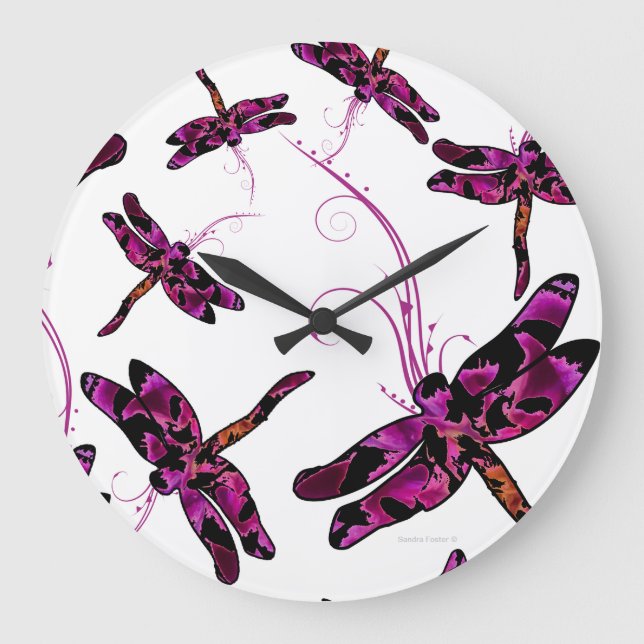 Relógio Grande Libélulas lunáticas (Frente)