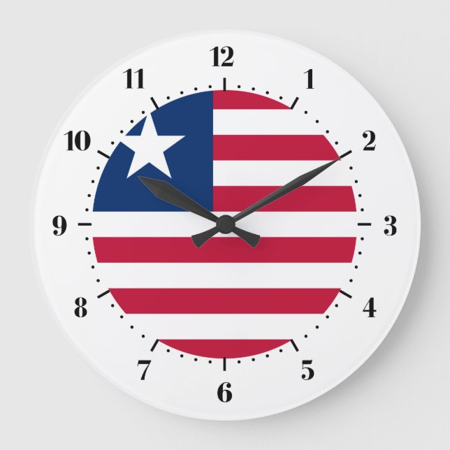 Relógio Grande Liberian flag Wall Clocks (Frente)