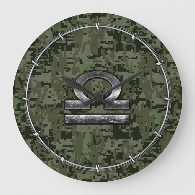Relógio Grande Libra Zodiac Symbol on olive green digital camo (Frente)