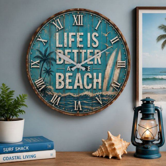 Relógio Grande Life Is Better at the Beach (Criador carregado)