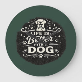 Relógio Grande Life Is Better With a Dog – Cute Dog Lover Vintage