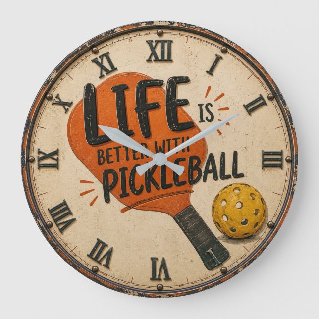 Relógio Grande Life Is Better With Pickleball Paddle (Frente)