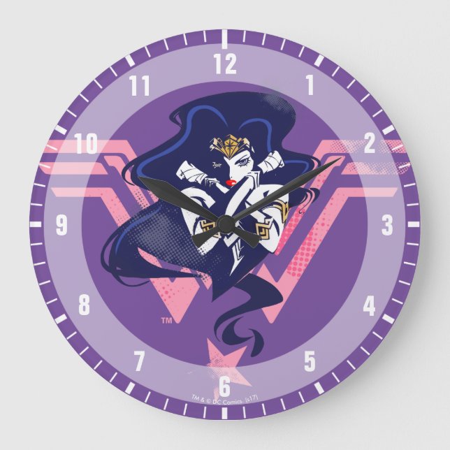 Relógio Grande Liga da Justiça | Mulher Maravilha e Pop de Símbol (Frente)
