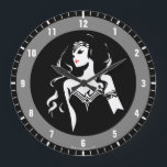 Relógio Grande Liga da Justiça | Mulher Maravilha Noir Pop Art<br><div class="desc">Veja este desenho estilizado preto e branco da Mulher Maravilha da Liga da Justiça. Esta arte de pop inspiração tem um ponto vermelho de cor para o batom.</div>