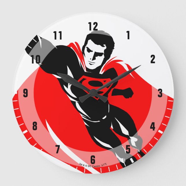 Relógio Grande Liga da Justiça | Superman Flying Noir Pop Art (Frente)