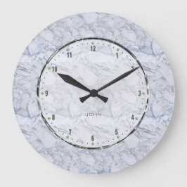 Relógio Grande Light Gray Natural Marble Stone Pattern