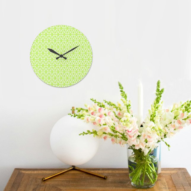Relógio Grande Light Green Inverted Triangle Pattern Wall clock (Criador carregado)