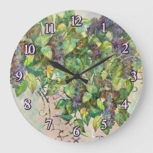 Relógio Grande lilac blossoms Wall Clock