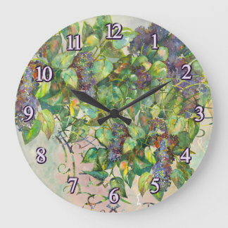 Relógio Grande lilac blossoms Wall Clock