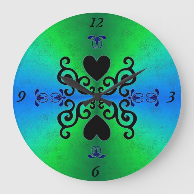 Relógio Grande Lily and Heart on Rainbow (Frente)