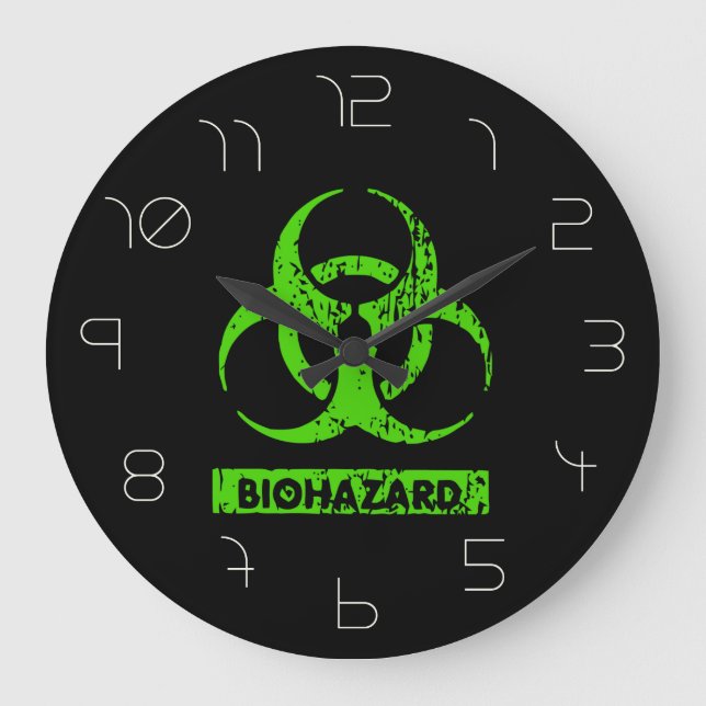 Relógio Grande Limão Neon Green BioHazard Chemicals Graphic (Frente)