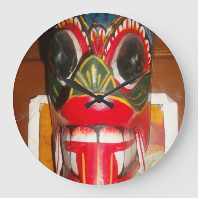 Relógio Grande Linda Arte Tradicional de Bombeiros do Sri Lanka (Frente)
