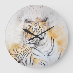 Relógio Grande Linda pintura Bengala Tiger