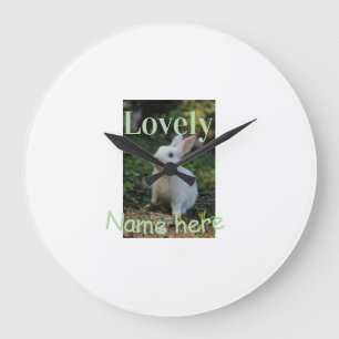 Relógio Grande Lindo nome de foto de coelho coelhinho verde paste