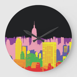 Relógio Grande Linha Cria Urbana: Decoração do Arco-Íris Noturno.