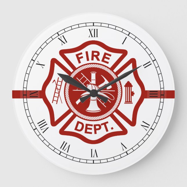 Relógio Grande Linha Vermelha fina Cruz Maltesa - Branco (Frente)