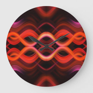 Relógio Grande Linhas de onda vermelha geométrica design.