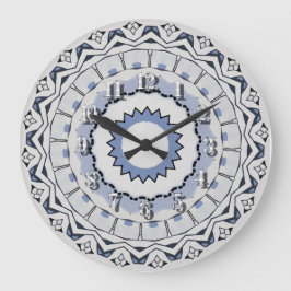 Relógio Grande Linhas Modernas Simples Clássicas em Cores de Cinz