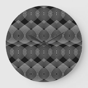 Relógio Grande Linhas Monocromáticas: Design Abstrato Texturado