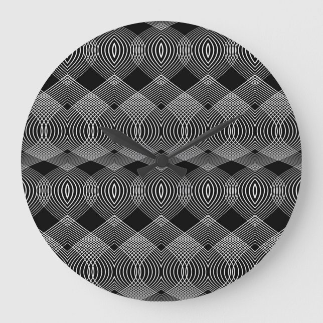Relógio Grande Linhas Monocromáticas: Design Abstrato Texturado (Frente)