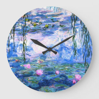Relógio Grande Lírios de Água Rosa Monet
