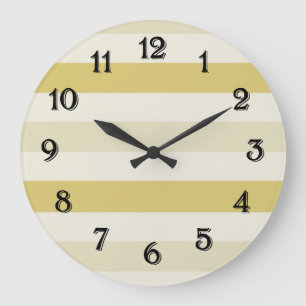 Relógio Grande Listras de Ombro Amarelo e Branco
