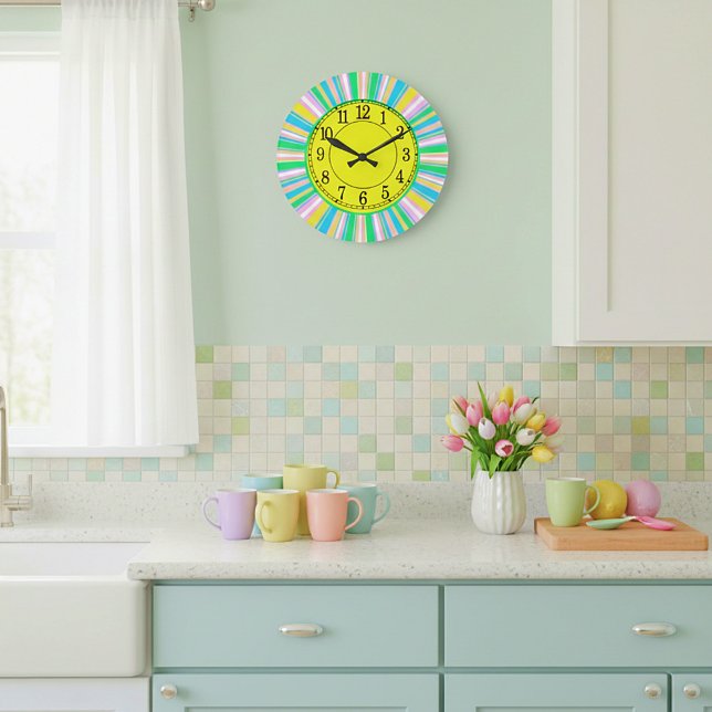 Relógio Grande Listras de pastel (Criador carregado)