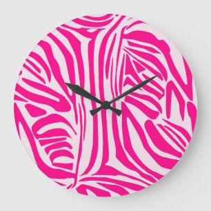 Relógio Grande Listras de zebra rosa