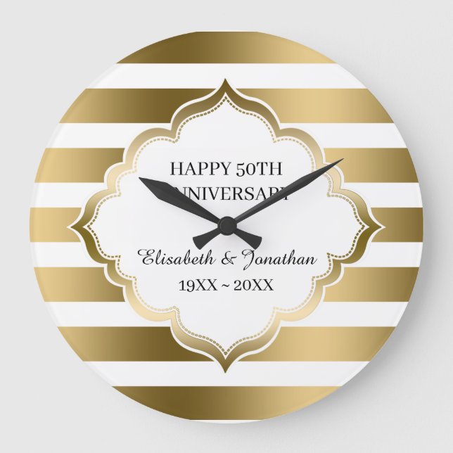 Relógio Grande Listras Douradas E Moldura  (Frente)