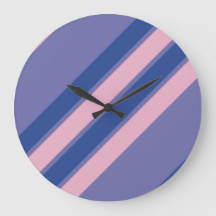 Relógio Grande Listras Rosa e Tons de Roxo