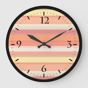 Relógio Grande Listras vermelhas laranja-brancas