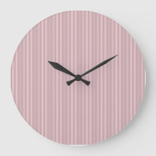 Relógio Grande Listras Verticais em Rosa Pastel