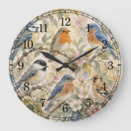 Relógio Grande Little Birds Wall Clock — Charming Nature Design