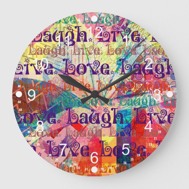 Relógio Grande Live Laugh Love Abstract Textured Plaid Pattern (Frente)