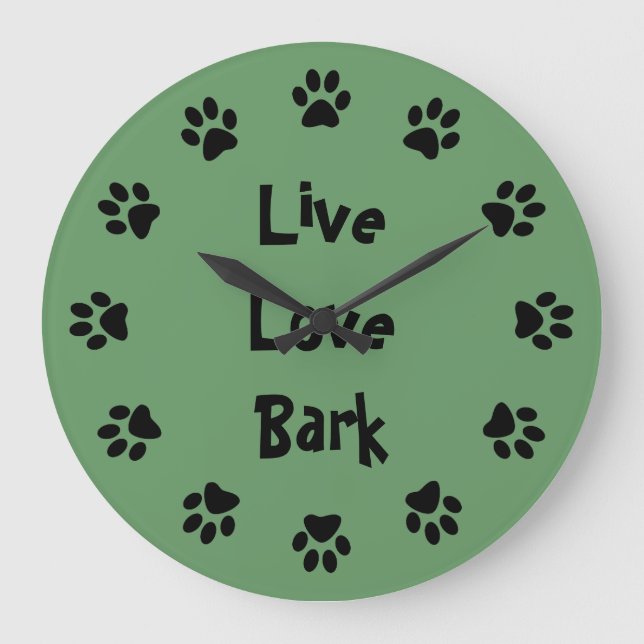 Relógio Grande Live Love Latido Paw Imprime Wall Clock (Frente)