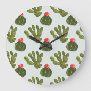 Relógio Grande Llamarama Collection   Cute Cactus Pattern