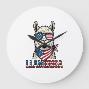 Relógio Grande Llamerica Llama Patriótico Design Vetorial Vintage