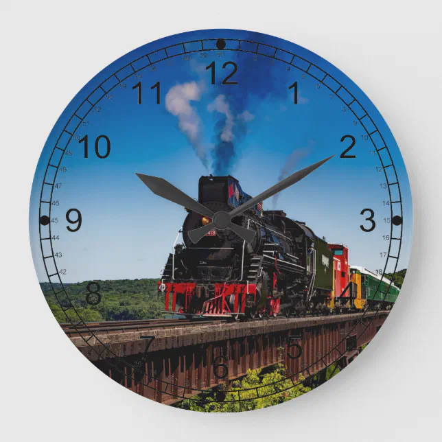 Relógio Grande Locomotiva americana do trem do vapor