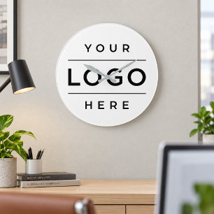 Relógio Grande Logotipo Branco de Negócios no Escritório