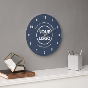 Relógio Grande Logotipo comercial personalizado e Marinho de text