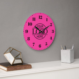 Relógio Grande Logotipo de Empresa Comercial Elegante Rosa Bight
